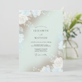 Celadon Luftige Blatt Hochzeit Einladung (Stehend Vorderseite)