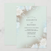 Celadon Luftige Blatt Hochzeit Einladung (Vorne/Hinten)