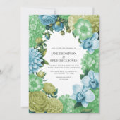 Celadon Mist, Soft Fern & Porcelain Blue Wedding Einladung (Vorderseite)