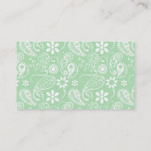 Celadon Paisley; Blumen; Halbbrett-Look Visitenkarte (Rückseite)