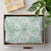 Celadon und weißes elegantes Damast-Muster Seidenpapier (Geschenk)