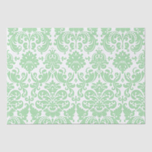 Celadon und weißes elegantes Damast-Muster Seidenpapier