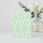 Celadon und White Elegante Damask Muster Postkarte (Stehend Vorderseite)