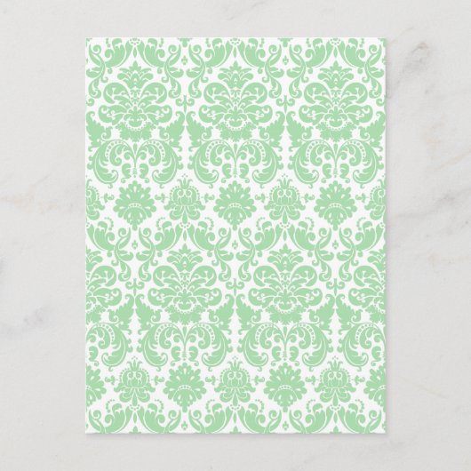 Celadon und White Elegante Damask Muster Postkarte (Vorderseite)