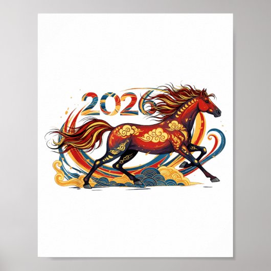 Celebrate 2026 Year Of The Horse Lunar New Year Te Poster (Vorne)