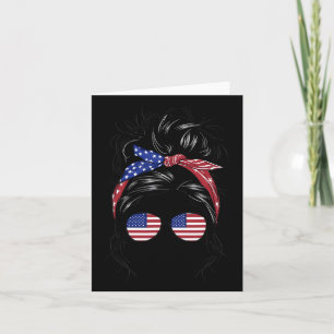 Celebrate 4. Juli Messy Bun Patriotic Girl Ame Karte