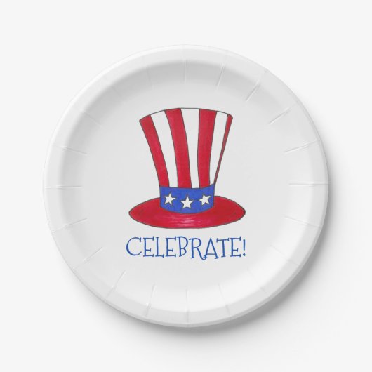 Celebrate 4. Juli Patriotic Uncle Sam USA Amerika Pappteller (Vorderseite)