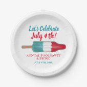 Celebrate 4. Juli Red White Rocket Pop Pappteller (Vorderseite)