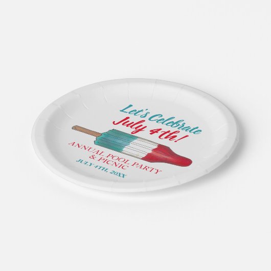 Celebrate 4. Juli Red White Rocket Pop Pappteller (Schrägansicht)