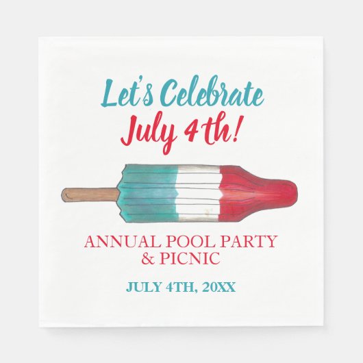 Celebrate 4. Juli Red White Rocket Pop Serviette (Vorderseite)