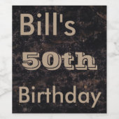 Celebrate 50th Birthday Black and Brown Weinetikett (Einzelnes Label)