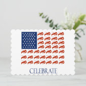 Celebrate American Flag Humster Einladung (Stehend Vorderseite)