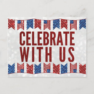 Celebrate Amerikanische Unabhängigkeitstag Glitzer Postkarte