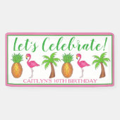 Celebrate Birthday Flamingo Palm Tree Ananas Banner (Horizontal)