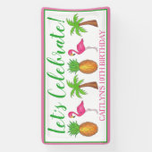 Celebrate Birthday Flamingo Palm Tree Ananas Banner (Vertikal)