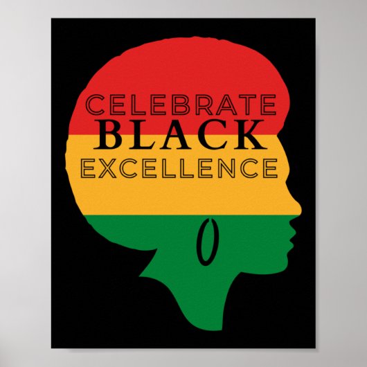 Celebrate Black Excellence Afro Silhouette - Red Poster (Vorne)