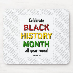 Celebrate Black History Month BHM Scripting White Mousepad
