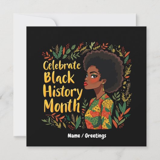Celebrate Black History Month Ehre Afro American Einladung (Vorderseite)
