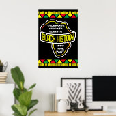 Celebrate Black History with Africa Map on BLACK Poster (Heimbüro)