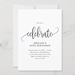 Celebrate Black/White Moderne Kalligrafie Einladung