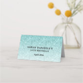 Celebrate Blue Glitzer Personalisiert Platzkarte (Rückseite)