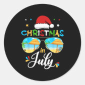 Celebrate Christmas In July Funny Beach Summer Chr Runder Aufkleber (Vorderseite)