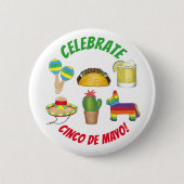 Celebrate Cinco de Mayo Fiesta Taco Piñata Cactus Button (Vorderseite)