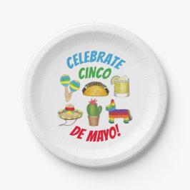 Celebrate Cinco de Mayo Fiesta Taco Piñata Cactus Pappteller