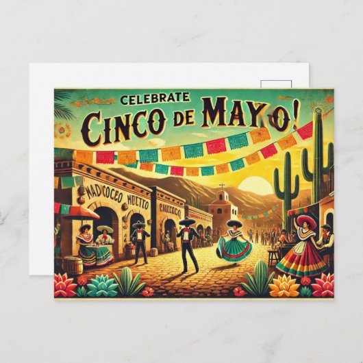 Celebrate Cinco de Mayo Postkarte (Vorne/Hinten)