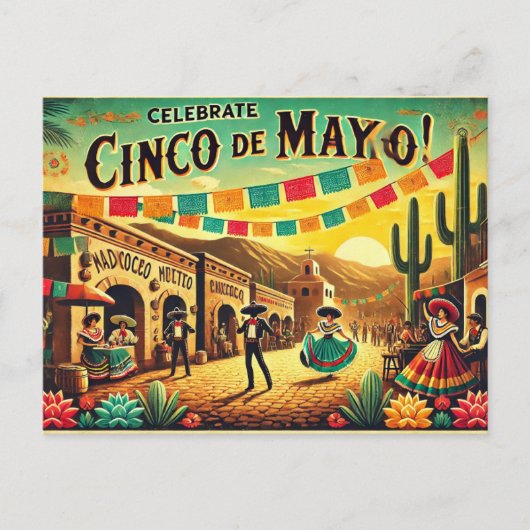 Celebrate Cinco de Mayo Postkarte (Vorderseite)