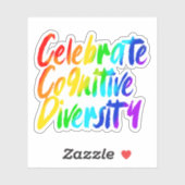 Celebrate Cognitive Diversity | Rainbow Typografie Aufkleber (Blatt)