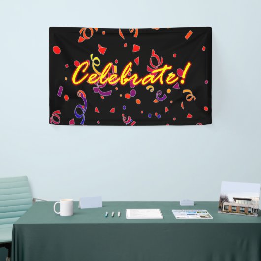 Celebrate Confetti Black Banner (Messeveranstaltung)
