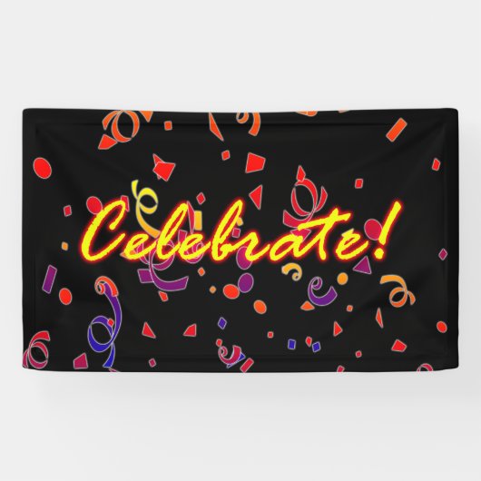 Celebrate Confetti Black Banner (Horizontal)