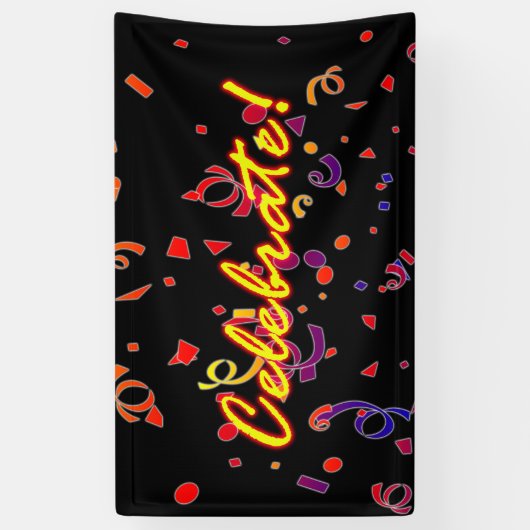 Celebrate Confetti Black Banner (Vertikal)