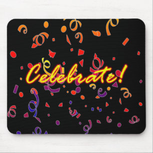 Celebrate Confetti Black Mousepad