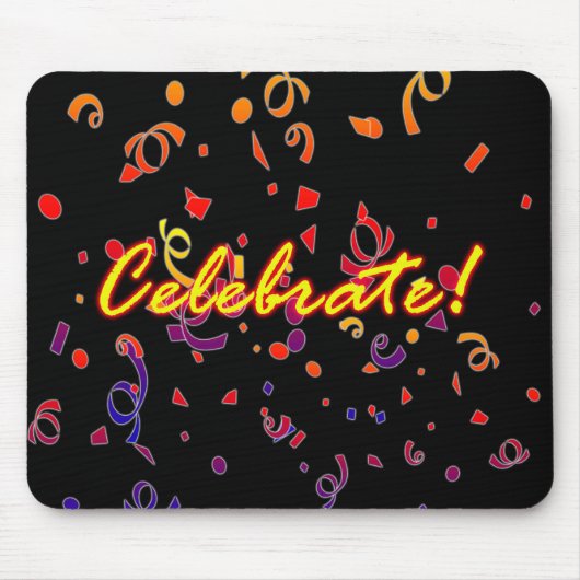 Celebrate Confetti Black Mousepad (Vorne)