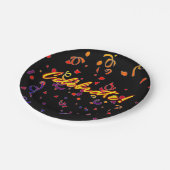 Celebrate Confetti Black Pappteller (Schrägansicht)