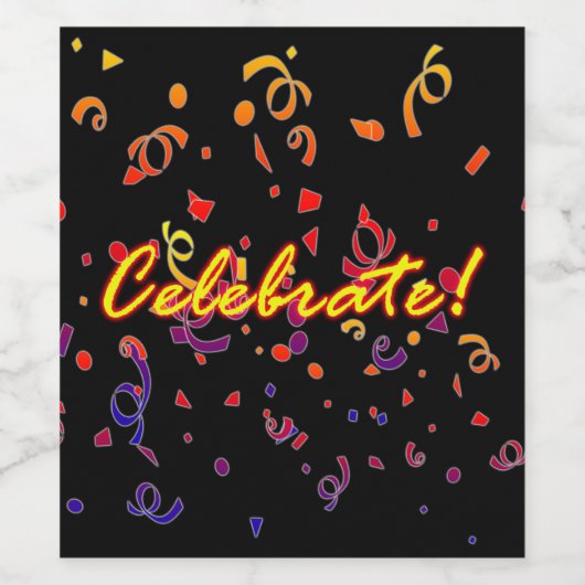 Celebrate Confetti Black Weinetikett (Einzelnes Label)