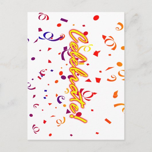 Celebrate Confetti Postkarte (Vorderseite)