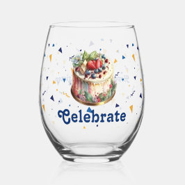 Celebrate, Confetti und Cake Stemless Weinglas Ohne Stiel