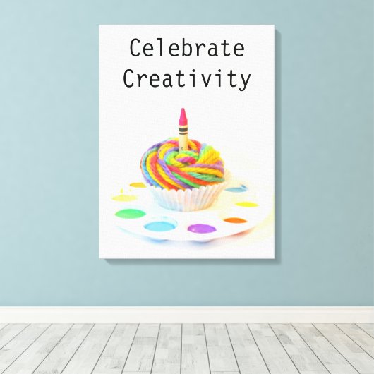 Celebrate Creativity Cupcake Leinwanddruck (Insitu (Holzboden))