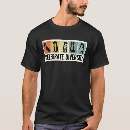 Celebrate Diversity Border Collie For Men Border C T-Shirt (Vorderseite)