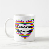 Celebrate Diversity Dark Text Kaffeetasse (Links)