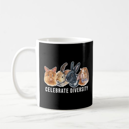 Celebrate Diversity Fun Pet Bunny Rabbit Besitzer Kaffeetasse (Links)