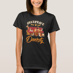 Celebrate Diversity Funny Niedlich Dog & Walkers T-Shirt