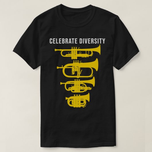 Celebrate Diversity Funny Trompete Flögelhorn Mais T-Shirt (Design vorne)