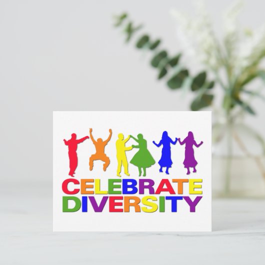Celebrate Diversity Postkarte (Stehend Vorderseite)