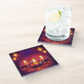 Celebrate Diwali Festival, Glass Coaster Glasuntersetzer (Schrägansicht)