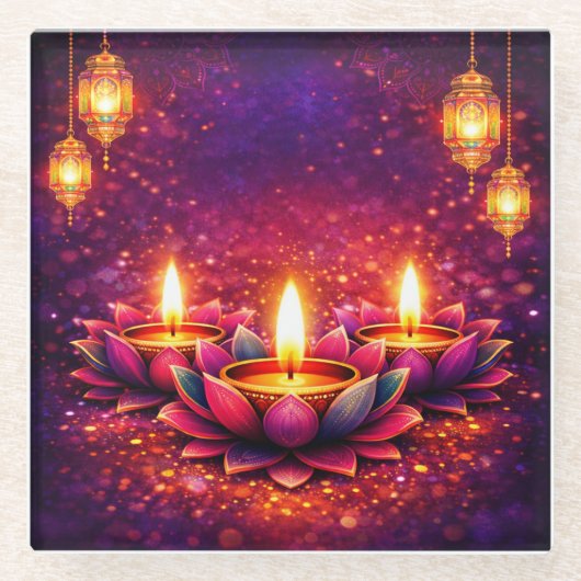 Celebrate Diwali Festival, Glass Coaster Glasuntersetzer (Vorderseite)