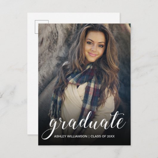 Celebrate Foto Black Ombre Graduation Party Einladungspostkarte (Vorne/Hinten)